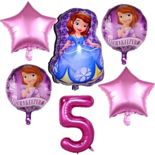 6pcs/lot Sofia Princess Brand Helium Foil Balloon Kids Birthday Party Decoration Supplies Helium Inflatable Balloon Toys Supply