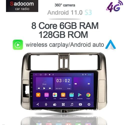 360 Cam Carplay 6G+128G Android 10.0 Car DVD Player GPS WIFI Bluetooth RDS Radio For Toyota Land Cruiser Prado 150 2009 - 2013