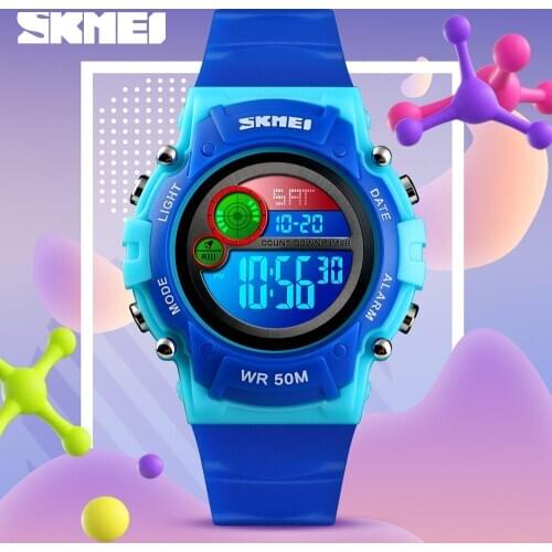 SKMEI 1477 Kids Watch Fashion Waterproof Plastic Case Alarm Wristwatch Boys Girls Digital Children Watches reloj