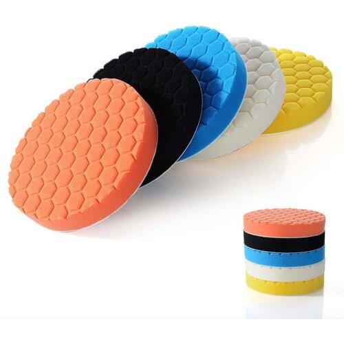 5pcs 4inch Car Polishing Disc Self-adhesive Buffing Waxing Sponge Wheel Pads Wheel Polisher Drill Adapter Removes Scratches New