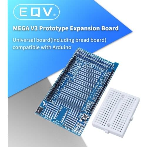 EQV MEGA 2560 R3 Proto Prototype Shield V3.0 Expansion Development Board + Mini PCB Breadboard 170 Tie Points for arduino DIY