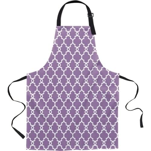 Moroccan Geometry Purple Aprons for Women Men Kid Cooking Baking Apron Kitchen Utility Equipment Accessories