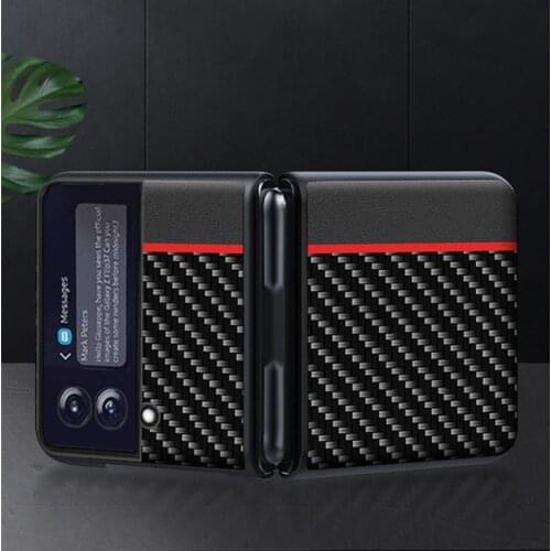 For Samsung Galaxy Z flip 3 5g leather and carbon fiber sheath, full protection