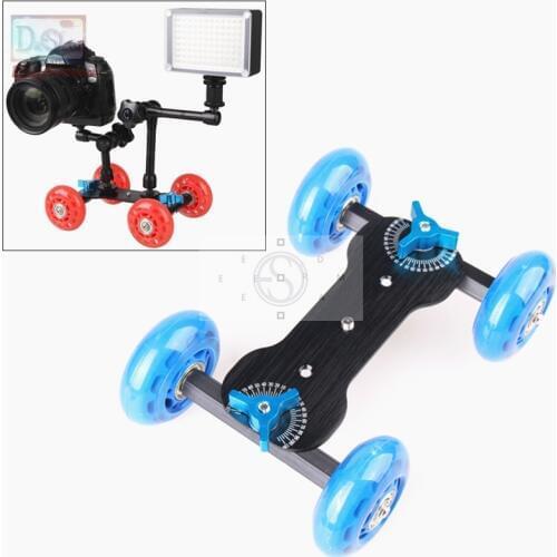 Blue TableTop Compact Dolly Skater Wheel Kit Camera Truck For DSLR Video 5D2 1100d d7000 D800 600d PT054