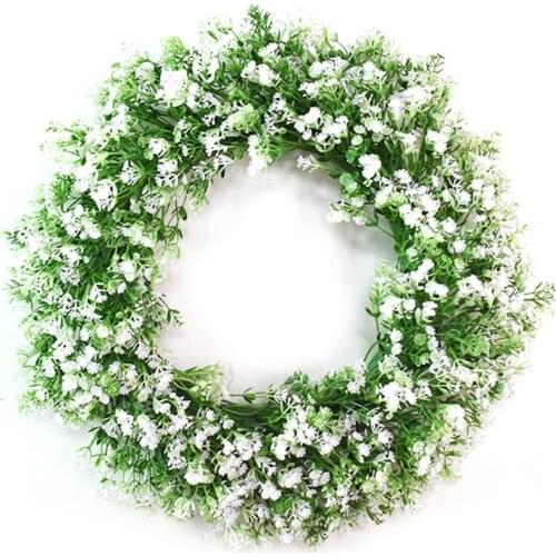 Artificial Wreath Green Leaves Wreath With Metal Hanger With Flowers For Photography Wall Decor