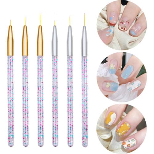 3Pcs/set Nail Art Liner Painting Pen Acrylic UV Gel Polish Brush French Stripe DIY Tips Drawing Line Nail Pencil Manicure Tools