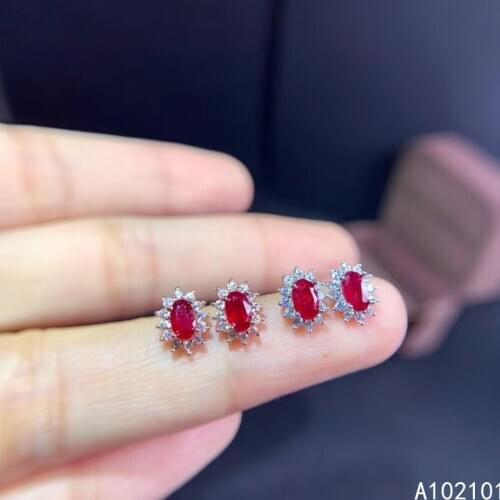 KJJEAXCMY fine jewelry 925 silver natural ruby new girl vintage earrings hot selling ear stud support test Chinese style