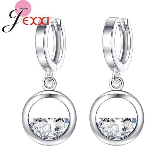 Trendy 925 Silver Jewelry Sets Earrings Necklace For Women Shining Crystal Semicircle Clear Spring Earring Girl Jewelry
