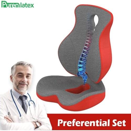 Coccyx Seat Cushion Memory Foam Lumbar Support Orthopedic Pillow Set Of 2 For Improved And Back Pain Posture Relieve