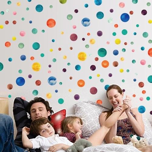 Creative Removable Living Room DIY Stickers Rainbow Color Dots Circles Kids Room Star Wall Sticker Children Home Decor Decals