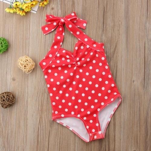 2019 Newborn Baby Girl Polka Dot Swimsuit Toddler Swimwear Swimming Halter Bikini ZO