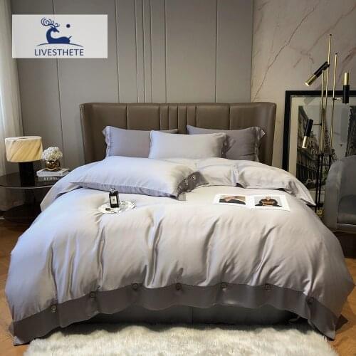 Liv-Esthete Women Star Gray 100% Silk Bedding Set Healthy Silky Duvet Cover Queen King Flat Sheet Pillowcase Bed Linen For Sleep