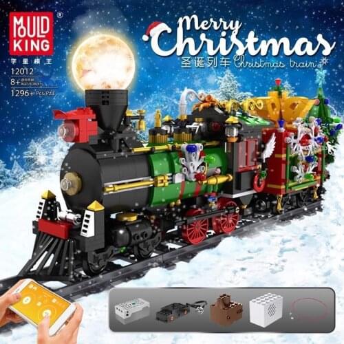 Mold King electric Christmas Train model building block assembled toys childrens Christmas gift 12012