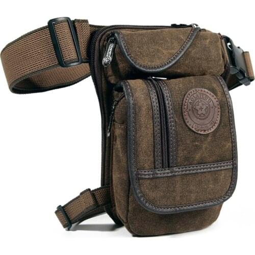Mens Canvas Drop Leg Bag Military Motorcycle Multi-purpose Messenger Shoulder Bags Belt Hip Bum Waist Fanny Pack