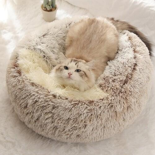 Cat Warm Bed Soft 1PC Durable Pet Accessories House Generic Portable Indoor Cat Supplies Cushion Round Round Plush Bed