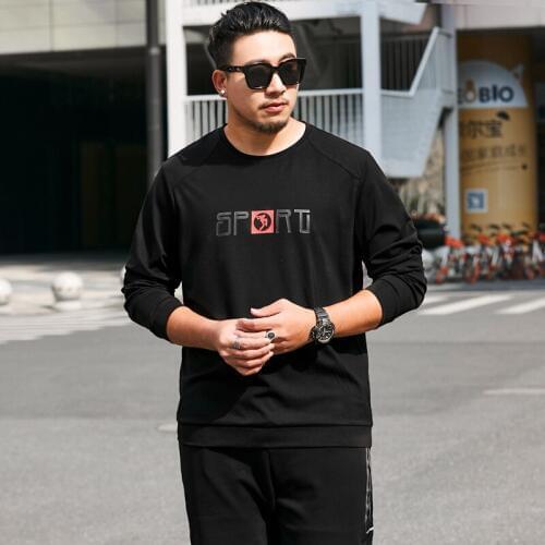 2020 NEW men big o-neck t shirt Chinese style fat guy plus size mens Casual long-sleeve large T-shirt 7XL 8XL bust 140 cm