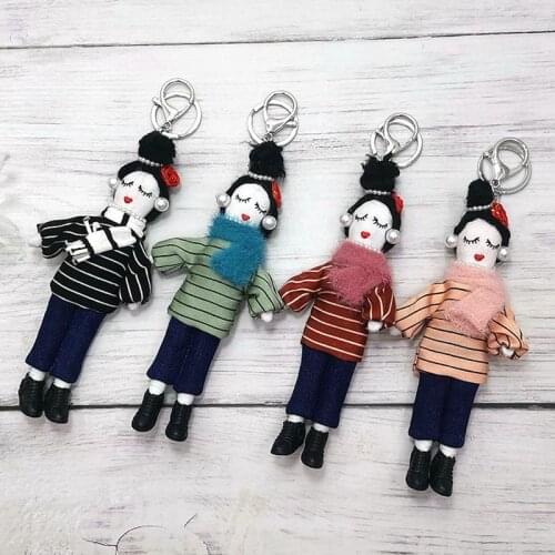 2021 New Women Handmade Doll Key chains Bag Pendants DIY Lady Car Charms Girls Dolls Bag Fashion Key Ring Decorations NS604
