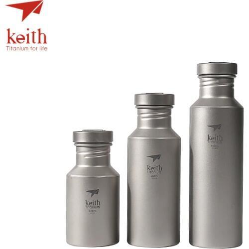 Keith Outdoor Titanium Water Kettles With Titanium Lids Drinkware Camping Ultralight Travel Water Bottles 400ml 550ml 700ml