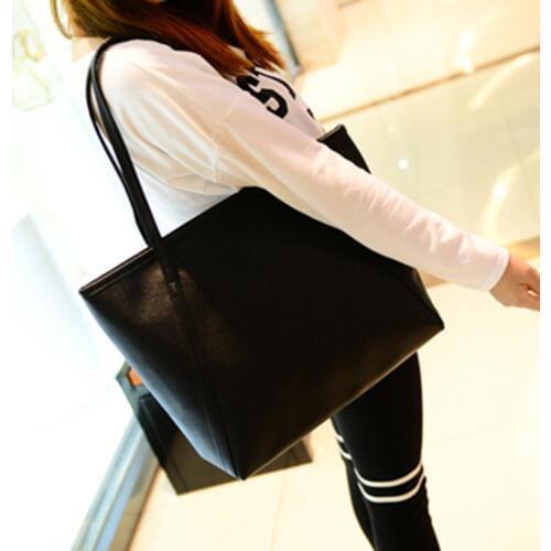 Women Leather Handbag Solid Color Tote Bag Zipper Big Fashion Shoulder Bag famous brand woman bags 2018 sac a main femme fashion