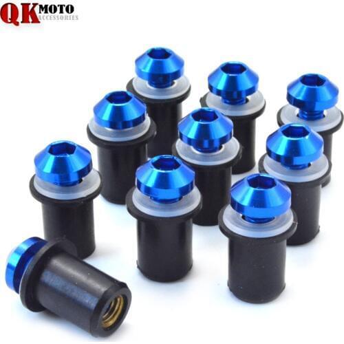 6mm 10pcs Universal motorcycle Windshield Spike Bolts Screw Nuts for yamaha mt-07 mt-09 mt07 mt09 mt 07 09 honda cbr 600 f4i