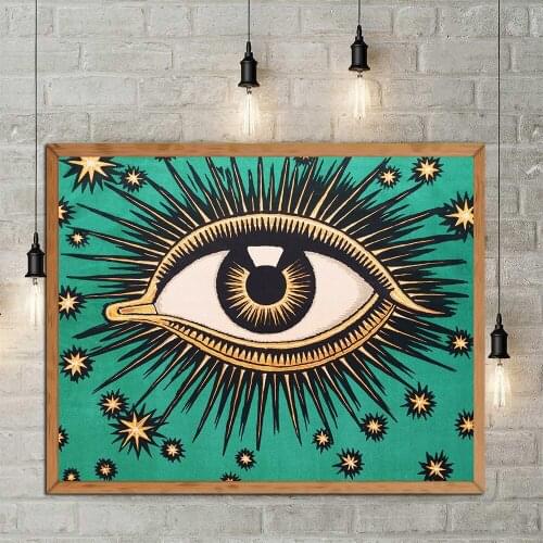 All Seeing Eye Art Canvas Print Poster Stars Wall Art Eye Providence Celestial Decor Mystical Esoteric Gnostic Canvas Painting