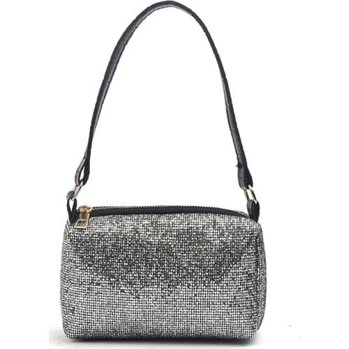 Favorble Price Fashion Party Weding Small Shiny Clutch Female Mobile Phone Purse Handbag Evening Bag For Women With Matal Chain