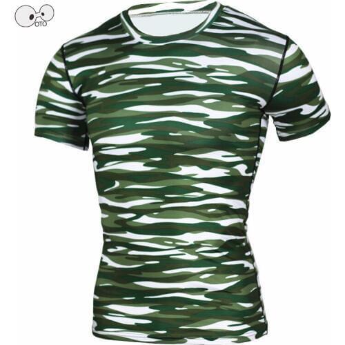 Zebra Compression Skin Tight Shirts Men MMA Rashguard Keep Fit Fitness Short Sleeves Base Layer Weightlifting Elastic Tshirt