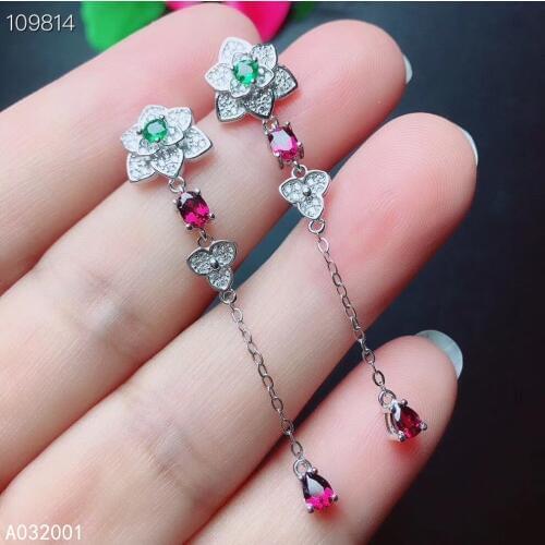 KJJEAXCMY fine jewelry natural Garnet 925 sterling silver women earrings support test beautiful
