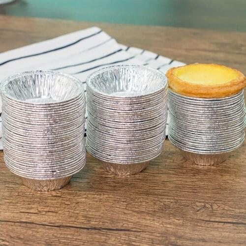 100pcs Disposable Round Egg Tart Mold Aluminum Foil Cups Baking Cookie Pudding Cupcake Mould Egg Tart Mold Egg Tart Mold