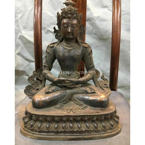 12''Pure red copper Lotus base seat tibetan buddhism Avalokitesvara Bodhisattva