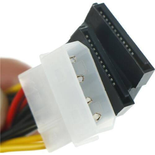 2pcs/lot SATA Power Cable Splitter 4 Pin To Serial 15 Pin Y Splitter Hard Drive IDE Power Cables Cable Adapter