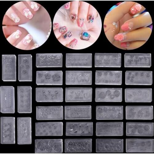 30 Styles DIY 3D Acrylic Nail Art Tool Silicone Carved Mold Template Mould Kit