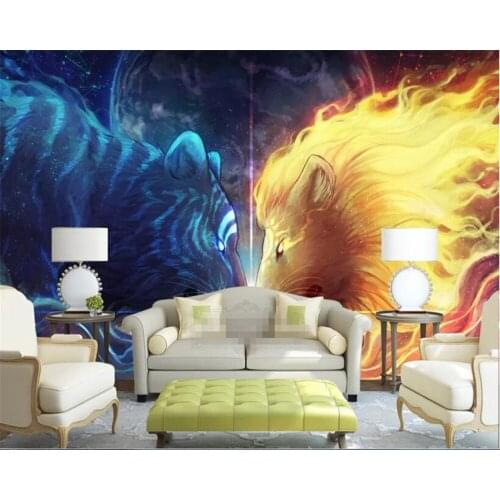 Beibehang 3d wallpaper for living room Kids Wallpaper HD Tiger Lion Photo Wallpaper TV Background Wall Kids Wallpaper Vinyl wall