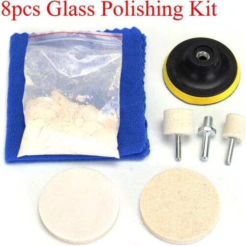 Car Glass Windshield Rear Side Window Scratch Remover Polishing Pads Repair Kit Polishing Grinding Materials 8Pcs/Set