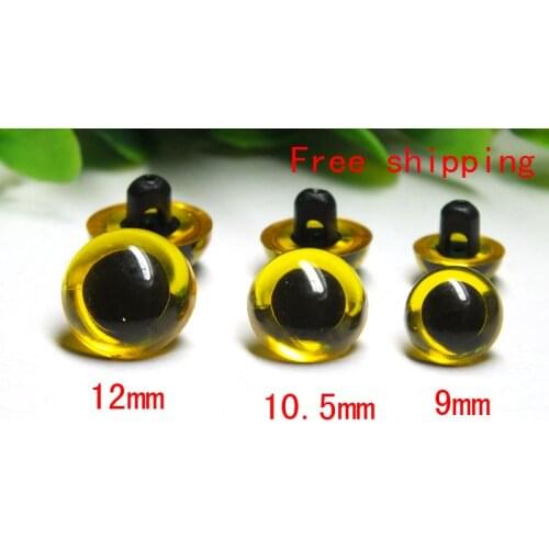 Free shipping!! 30pairs /lot safety eyes yellow color Button toy eyes--9mm/10.5mm/12mm can choose