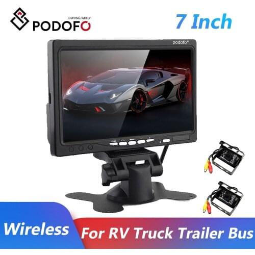 Podofo Wireless Backup Cameras IR Night Vision Waterproof with 7" Rear View Monitor for RV Truck Bus Parking Assistance System