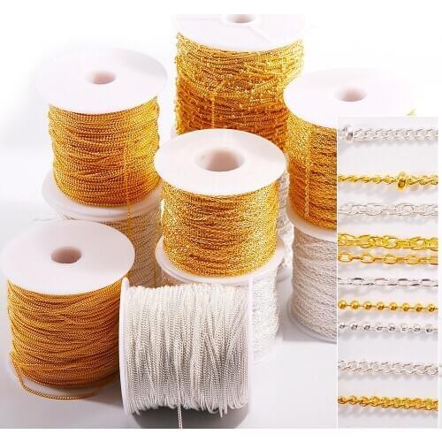 50cm/bag Gold Fashion Metal Punk Link Chains Bulk Delicate Ms Charm Bracelet Jewelry DIY Making Accessories