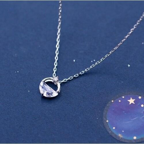 Colusiwei Dazzling Geometric Silver Wedding Necklace for Women Sterling Silver 925 Clear CZ Statement Engagement Jewelry Gifts