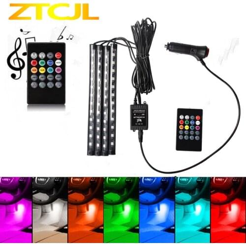 Car USB LED RGB Atmosphere Strip Light Remote voice control Interior Styling Decorative RGB LED Dynamic ambient Strip Light