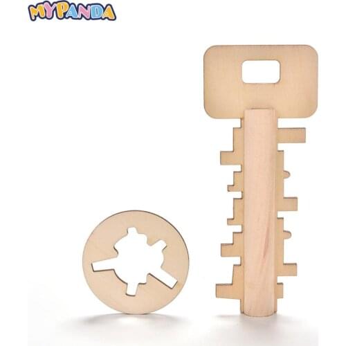 Wooden Toy Unlock Puzzle Key Classical Funny Kong Ming Lock Toys Intellectual Educational For Children Adult
