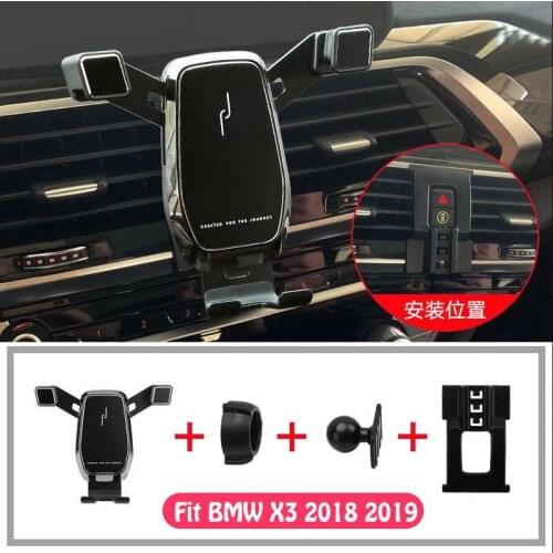For BMW 2018 2019 X3 Accessories Car Phone Holder Reserved Charging Hole Air Vent Outlet Mount Shockproof