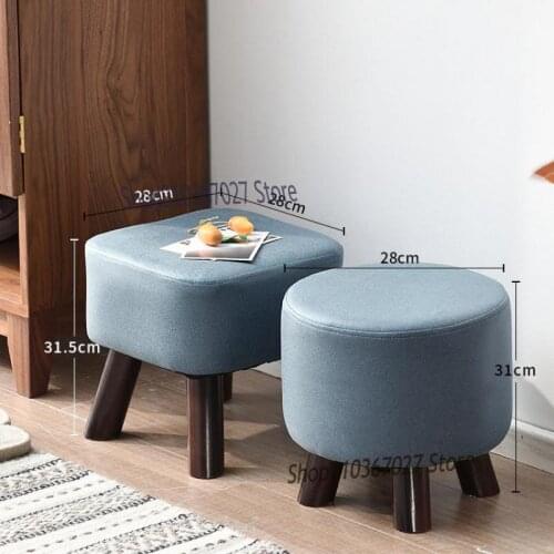 Solid Wood Home Sofa Stool Pier Living Room Small Bench Coffee Table Low Stool Round Foot Shoe Stool