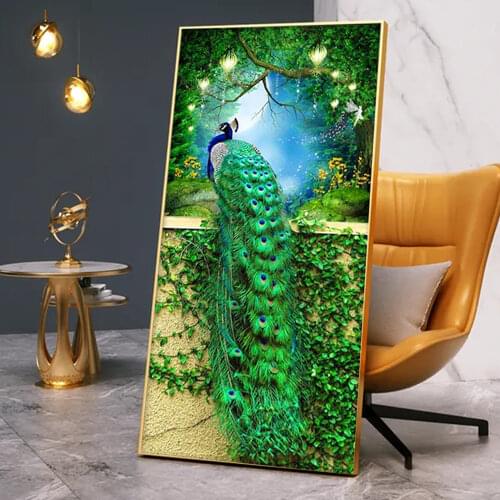 HUACAN 5d Diamond Painting Peacock Full Drill Square Diamond Embroidery Mosaic Animals DIY Home Decoration