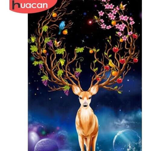 HUACAN Full Square/Round Drill Diamond Painting 5d Deer DIY Diamond Embroidery Animal Mosaic Handicraft Home Decor