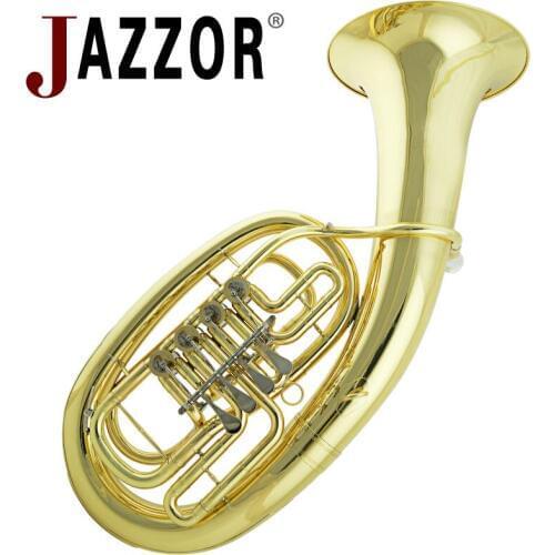 JAZZOR JZEU-310 professional Euphonium B flat gold lacquer four flat keys Brass wind instrument with mouthpiece and case