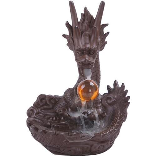 Ceramic purple clay Chinese traditional dragon incense burner incense cones