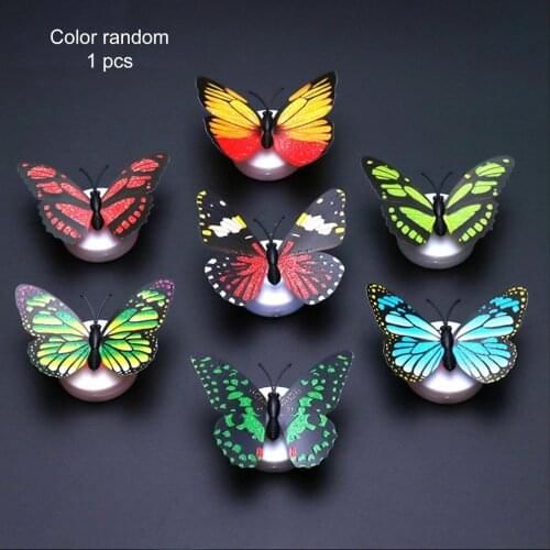 Creative Cute 3D Butterfly LED Light Color Changing Night Light Home Room Desk Wall Decor For Bedroom Random Color