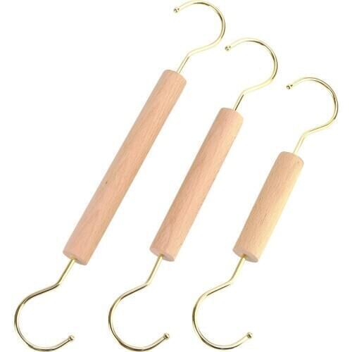 10Pcs Wood and Metal Hooks Clothing Store Wardrobe Storage Scarf Hat Hangers Scarf Towel Racks Clothes Hanger Hook