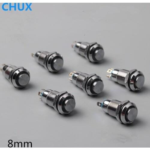 Metal Push button Switch Momentary 8mm 10mm switch High head with Led light yellow white blue green red 6v 12v 24v 220v Switches