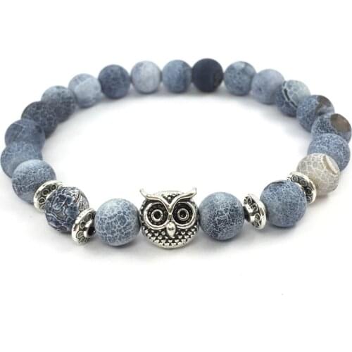 Fashion Tiger Eye Lion Head Beads Bracelets Owl Buddha Bracelets Bangles Charms Natural Stone Bracelets Yoga Jewelry Women Men